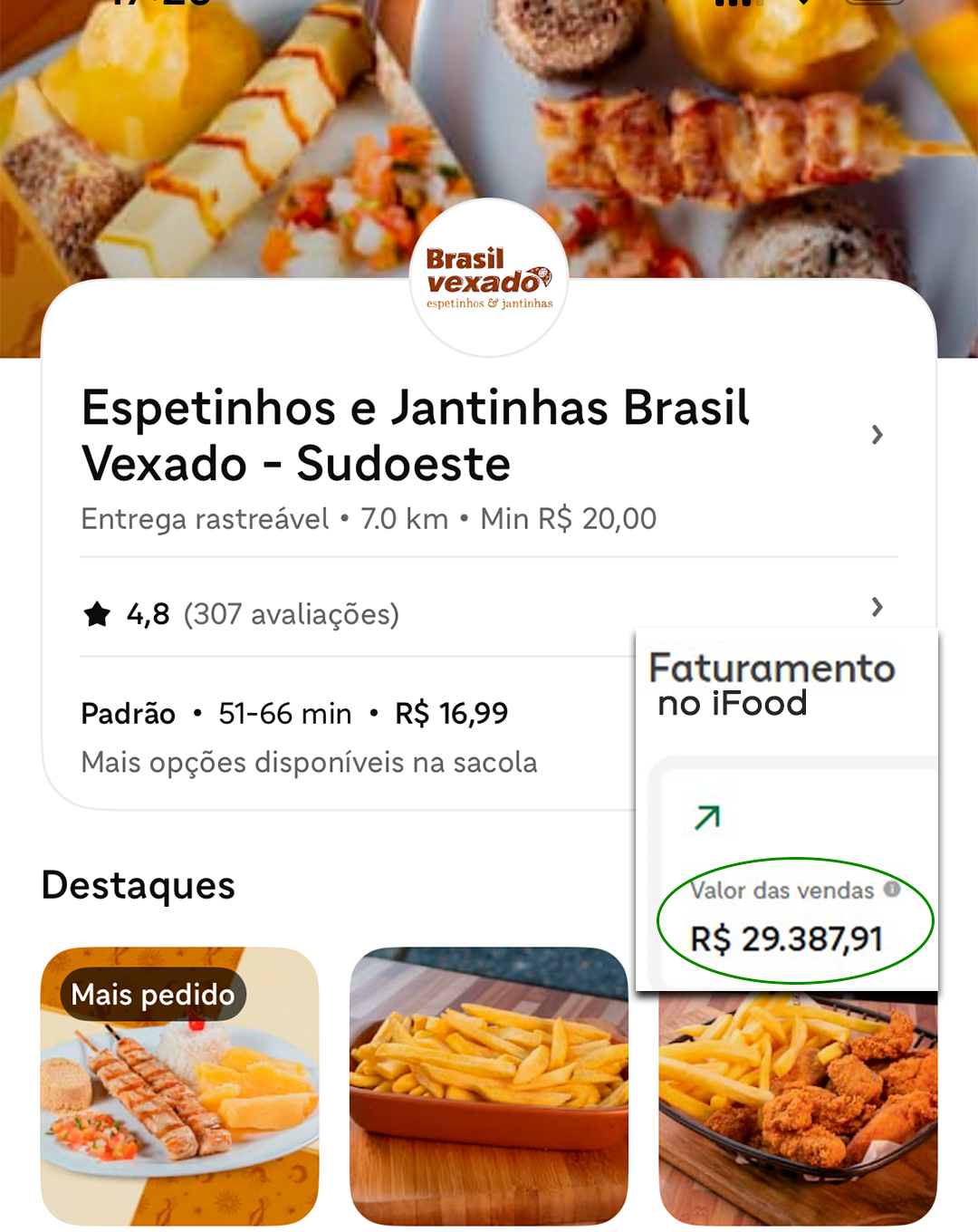 Faturamento no iFood da Brasil Vexado